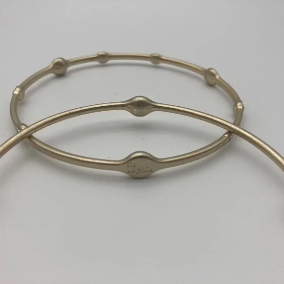 Lia Sophia 'For You' Bangle Bracelet Set of 5 Matte Gold Tone & Crystals - Picture 6 of 9